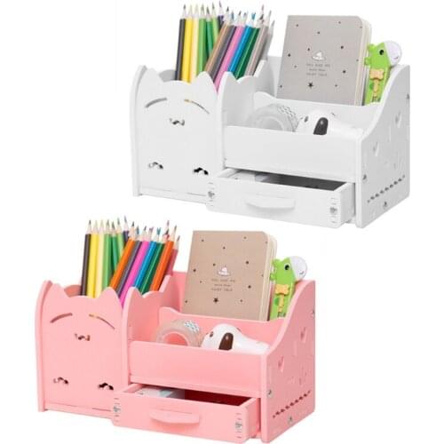 Cartoon Desk Pen Holder Pencil Container Creative Pencil Holders Decorative Cosmetics Storage Box for student Women Girl