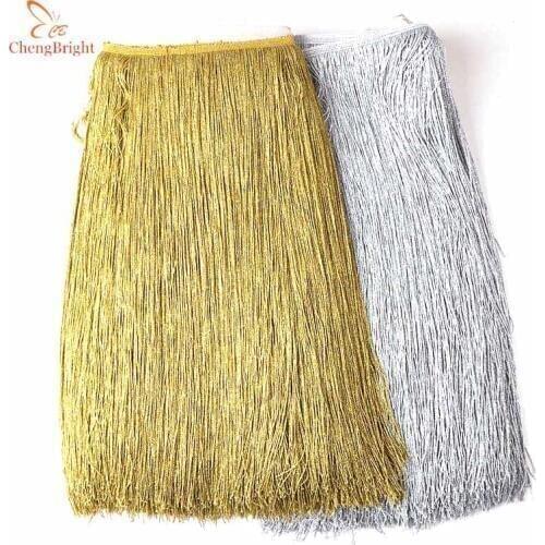 Beatiful 50CM/Pack Gold Fringe Trim Tassel Fringe Trimming Latin Dress Stage Clothes Accessories 50cm Wide Lace Ribbon Tassel