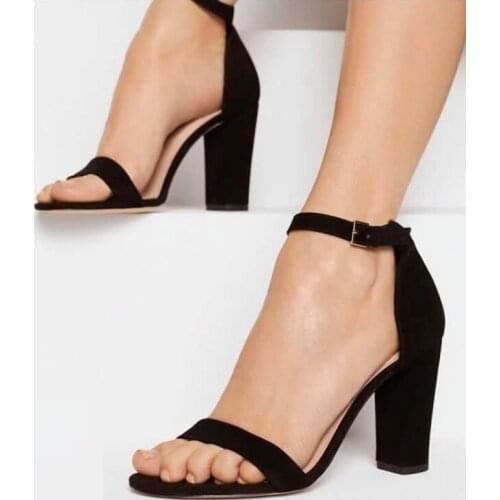 LOSLANDIFEN Women Sandals Sexy Open Toe Ankle Straps High Heels Summer Thick Heel Pumps Dress Wedding Shoes Plus Size