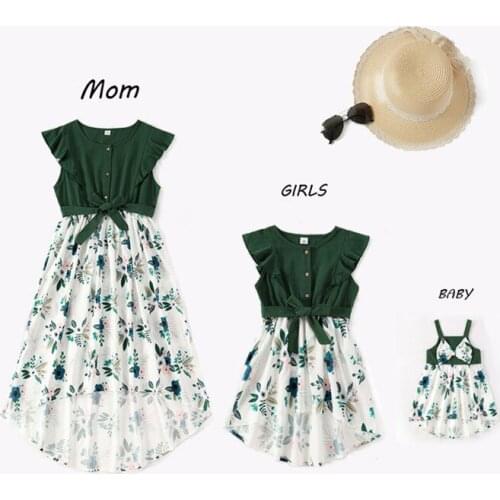 Family Matching Outfits Mother Daughter Dress Fashion Sweet Printing Dresses Mommy and Me Clothes Dresses Women Baby Girl Dress