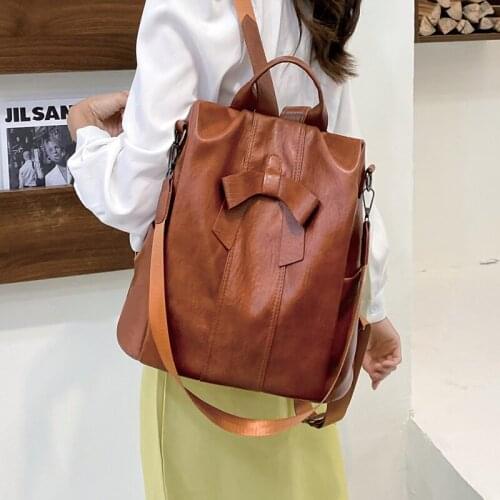 Luxury Backpack for Women Fashion PU Backpacks with Bow Ladies Waterproof Travel Rucksack Female Large Capacity Shoulder Mochila