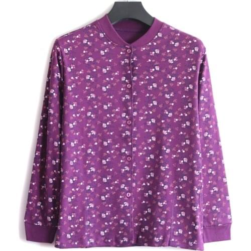 6XL Oversized Womens Shirt Tops 2021 Middle-aged Elderly Mothers Spring Autumn Printed Blouse Single-Breasted Thin Coat Female