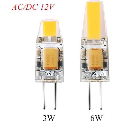 10pcs G4 LED bulb light 3W 6W AC/DC 12V COB Chip Replace Halogen Lamp High Bright For Chandelier Lampada Bombillas Warm White