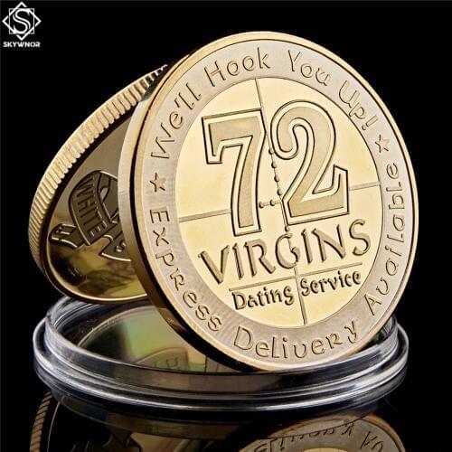 USMC US Army Marine Corps Gold Challenge Coin 72 Virgins Dating Service Collectible Coin