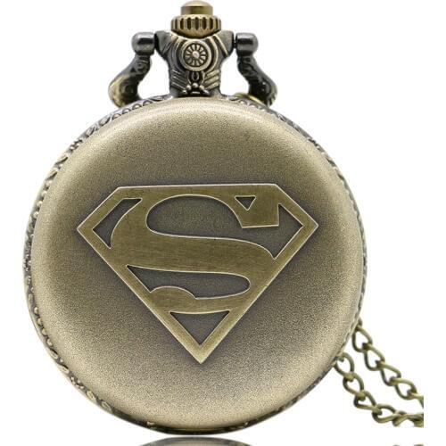 Vintage Bronze Cartoon Long Chain Necklace Pocket Watch