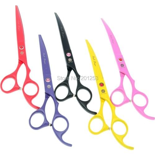 Japan Steel 7.0 Inch Curved Head Cutting Scissors for Dog/Cat Pet Grooming Cutting Scissor 6.5" Thinning Shears 5 Colors LZS0651