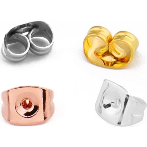 100pcs High Quality Silver Plated Rose Gold Color Stainless Steel Earring Back Plug Settings Base Ear Studs Back Wholesale