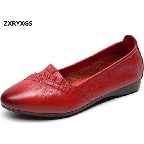 Promotion Top Cowhide Pointed Genuine Leather Shoes Womans Shoes Flat Shoes 2020 New Fashion Autumn Soft Comfort Casual Shoes