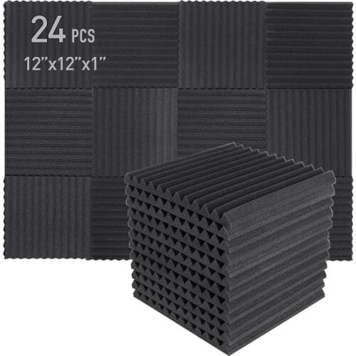 24PCS 300x300x25mm Studio Acoustic Panel Foam Sound Foam Sound Proofing Protective Sponge Soundproof Absorption Treatment Panel