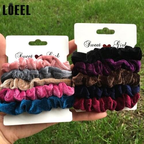 1 Set Scrunchies Headbands Elastic Hair Band For Women Soft Velvet Solid Color Hair Tie Rope Ponytail Holder Accessories Female