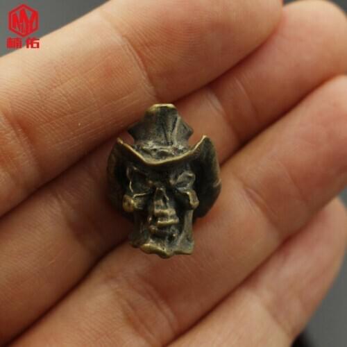 1PCS Original Western Cowboy Paracord Brass Top Hat Knife Bead Flashlight Handmade DIY Pendant