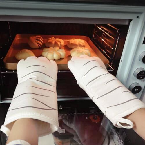 1pc Cartoon Cut Cat Paw Oven Mitt Gloves Cotton Heat Resistant Microwave Gloves Kitchen Accessories For Cooking Baking BBQ