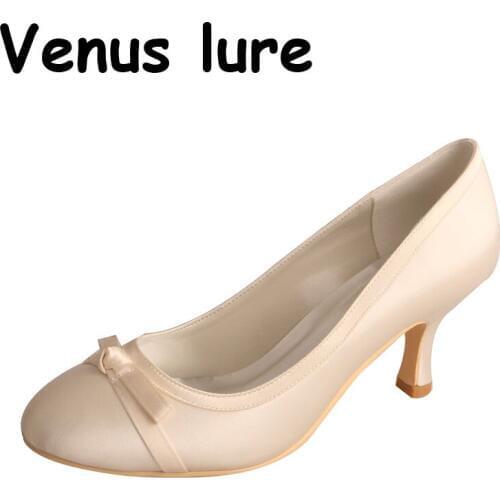 23 Colors Custom Handmade Wedding Shoes Comfortable Marfil Satin Thin Heel Pumps