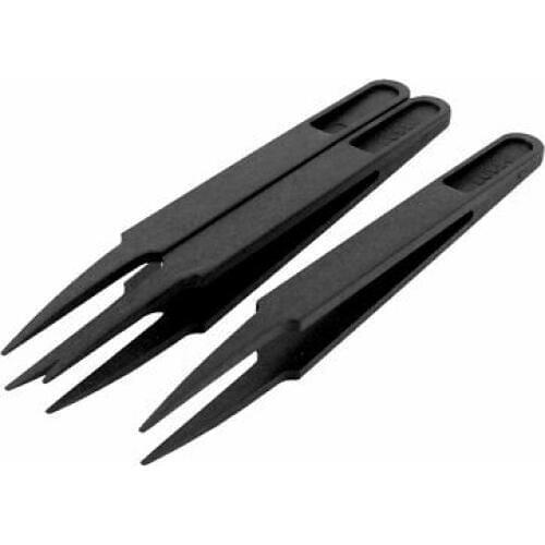 3 Pcs Black Carbon Fabric Tip Head ESD Safe Anti Static Tweezer Repair Tool