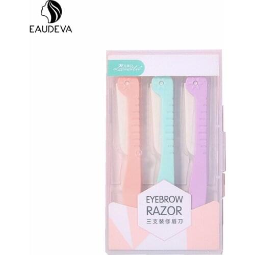 3pcs Foldable Eyebrow Shaving Knife Beauty Eyebrow Trimming Makeup Facial Eyebrow Hair Removal Razor Eyebrow Trimmer