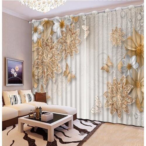 3D Curtain Custom size Diamond Flower Bow Curtains For Living Room Curtain Blackout Bathroom Shower Curtain