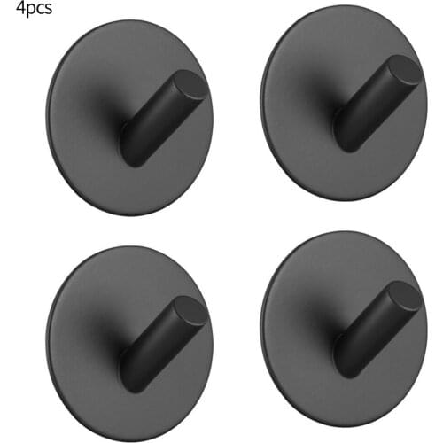 4pcs Wall Hook Bathroom Kitchen Stainless Steel Wall Holder Self-adhesive Hat Towel Hanger