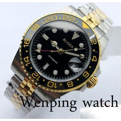 40mm Bliger 2020New Mens Top Luxury Mechanical Watch Sapphire Glass Ceramic Bezel Luminous Waterproof Mens Automatic Watch