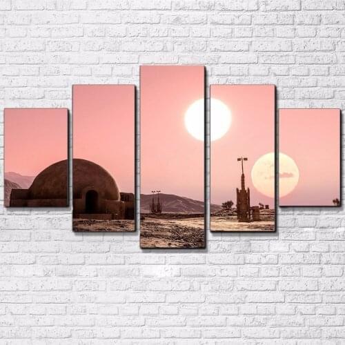 Pink Scenery Movie Game 5 Panel Canvas Picture Print Wall Art Canvas Painting Wall Decor for Living Room Poster No Framed