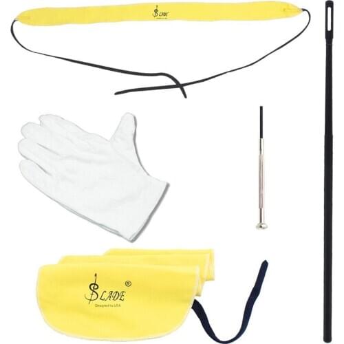 5pcs/lot Flute Cleaning Tools Care Suit Tube Cloth Rod Screwdriver Gloves Kit