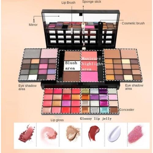 74 Color Make Up Set Eye Shadow Palette Layers Concealer Lipstick Powder Blush Cosmetics Set Matte Eyeshadow Palette Brush