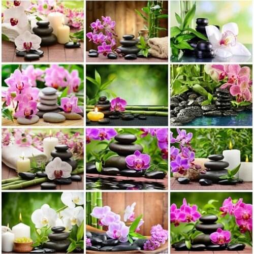 Diamond Embroidery Full Round Drill Flower 5D Diy Diamond Painting Orchid Mosaic Home Decor Cross Stitch Kits Christmas Gift