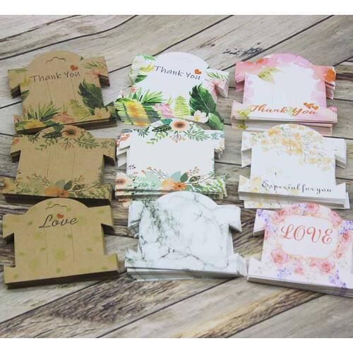 50pcs flower pattern Hair Clip Card Multi styles Newest Design hair ornaments package card DIY Thank you marbling jewelry tag