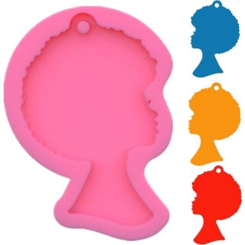 Keychain Casting Silicone Mould DIY Crafts Jewelry Pendant Making Tools Super Glossy Women Head Epoxy Resin Mold