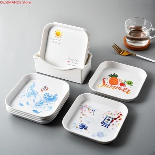 Household Melamine Spit Bone Plate Bone Plate Plastic Dining Table Tray Dried Fruit Residue Snack Residue Plate Tea Cup Tray
