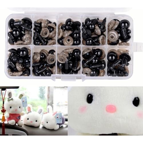 10pcs 3D Black Plastic Safety Eyes for Teddy Bear Puppet Soft Toy Eyes Animal Stuffed Doll DIY Accessories 6-12mm