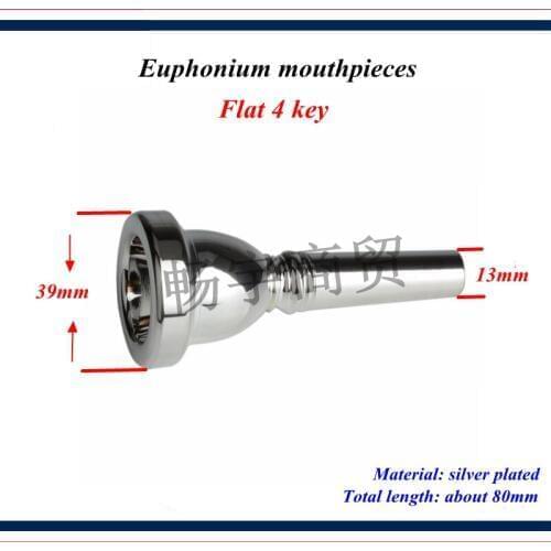 Euphonium mouthpieces Flat 4 key tuba on the mouth Silver plating on the tuba mouthpiece