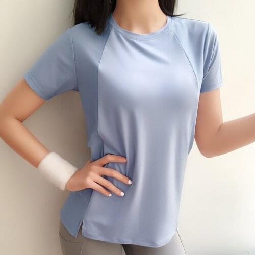 Lusure quick-drying shirt female summer loose running short-sleeved training yoga casual t-shirt sports round neck fitness cloth