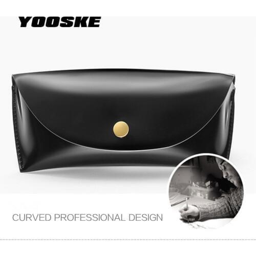 YOOSKE Durable PU Leather Box for Eyeglasses Men Women Classic Black Sunglasses Cases Curved Professional Design Box Bag Case