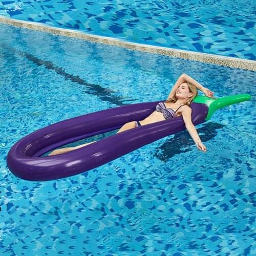 Giant Eggplant Pool Float Inflatable Eggplant Shape Floats Raft Water Toy Water Mattress Floats For Summer Beach Pool Party