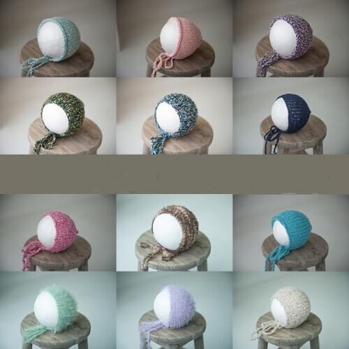 New newborn full moon hand-knit hat childrens photography photo props modeling headdress texture hat multicolor
