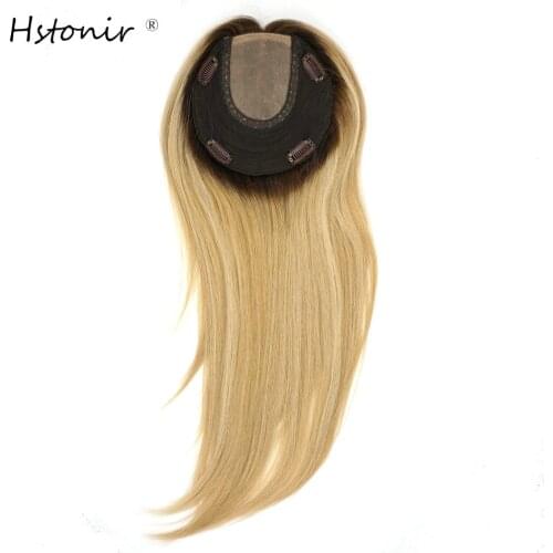 Hstonir Women Hair Topper Clip In Human Wig Natural Hair Wig 100% European Remy Hair for Lady Hairpiece Hair Pads TP26