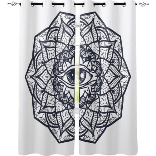 Eye Mandala Art Window Curtains LivingRoom Kitchen Curtains Left and Right Biparting Open