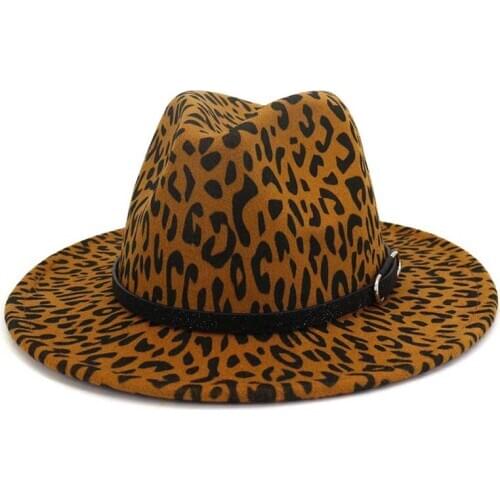 Fibonacci Belt Imitation Wool Felt Fedoras Hats High Quality Retro Unisex Leopard Print Jazz Hat for Women Men Caps