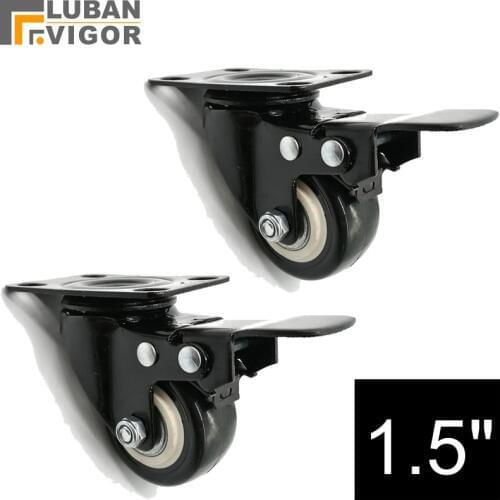 Export quality,High load-bearing,1.5 inch PU Casters/wheels With brake, Mute Furniture/Trolleys Wheel,Industrial Hardware