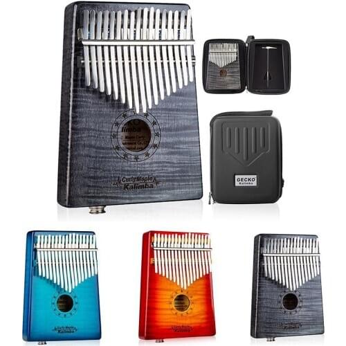 17 Key Wooden Thumb Piano Kalimba with EQ Tiger Pattern Maple Music Instrument Toy Gift R28
