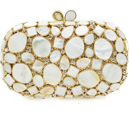 Luxury shell white Rhinestone Clutches bags Party Crystal Clutch purse wallet Evening Bag Womens Clutch Bags Female Handbags