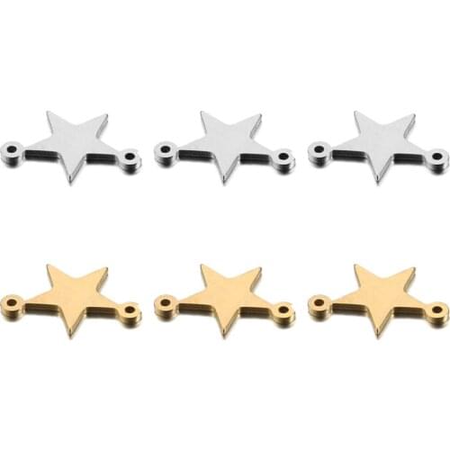20pcs/Lot Real Stainless Steel Star DIY Charms Connectors Double Holes for Making Necklace Bracelet Earring Jewelry