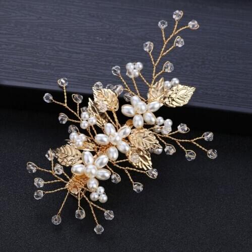 Leaf Barrette Alligator Hair Clip Baroque Pearl Hairpins Headdress Headpiece Goddess Wedding Hair Accessories Jewelry