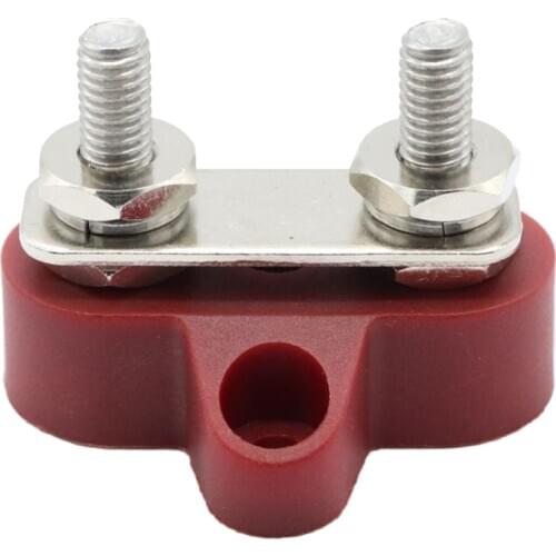 Boat 48V M6 Terminal Dual Stud Bus Bar Power Distribution Box Red