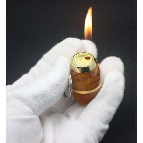 Mini Keychain Novel Barrel Lighter Creative Inflatable Cigarette Butane Gas Funny Lighters Key chain