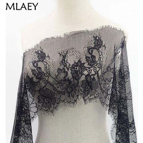 MLAEY 3.5yards Black Lace Trim sewing accessories Eyelash Lace Ribbon For Dress wedding Party decoration 25cm wide