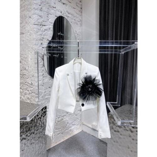 Fashion 2021AW Autumn New Women Flower White Short Blazer Jacket Female Luxury Overcoat Coat Ddxgz2 7.06