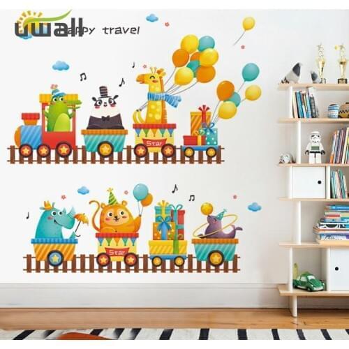 Cartoon Train Animal Travel Wall Stickers Kids Room Wall Decor Baby Bedroom Wall Sticker Home Decoration Self-Adhesive Stickers