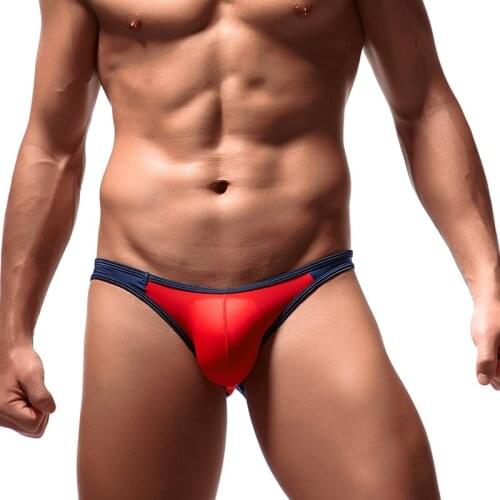 Men Brief Breathable Sexy Ice Silk Triangle Underpants Perspective Erotic Sexy U Convex Underwear Low Rise Gay Briefs