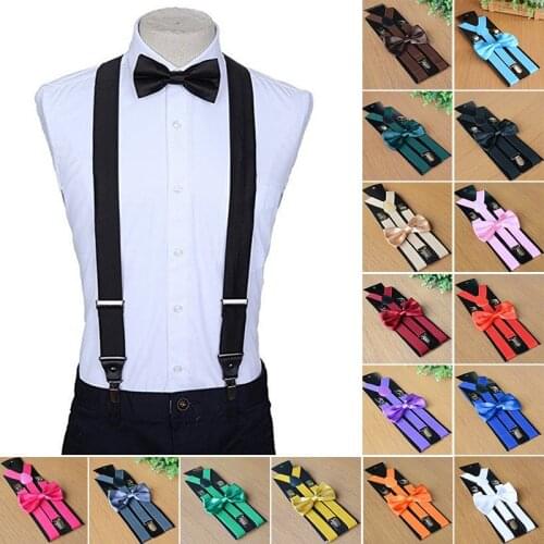 Men Suspenders Size 75cm Length High Elastic Adjustable 4 Strong Clips Suspender Heavy Duty X Back Trousers Braces